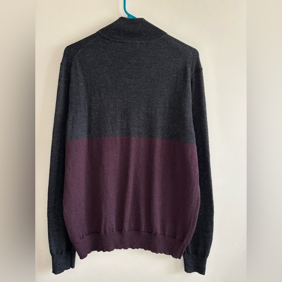 Calvin Klein wool blend Gray and Purple Half-Zip Sweater Sz M - Picture 3 of 10